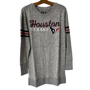 NFL Team Apparel Houston Texans Nightgown Sweater Long Sleeve Medium Gray NEW